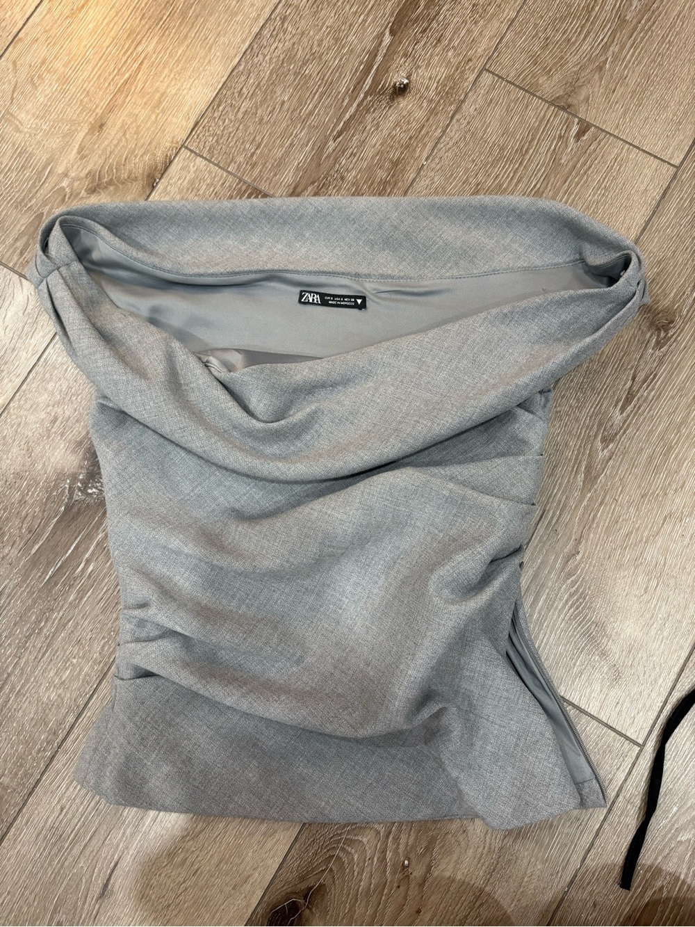 Zara Gray Off-Shoulder Cowl Neck Sweater